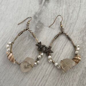 Elegant Starfish and Pearl Hoop Earrings from Talbots